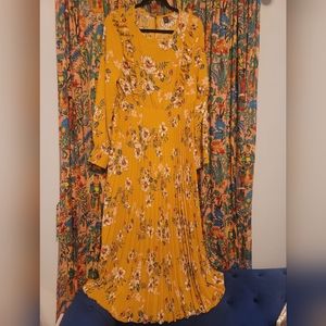 Shein Curve Floral Cottage Core Pleated Maxi Dress, Size XXL